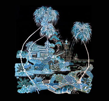 Indonesia - Java - Yogyakarta - Batik Artist Astuti - Landscape With Ocean 3d