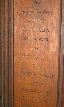 St Augustine Great War Roll of Honour Panel 1