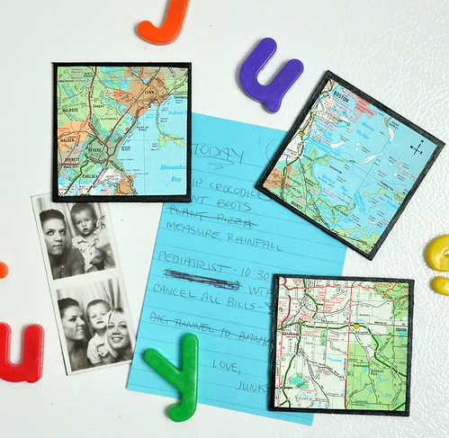 Map of Boston - Decoupaged magnets