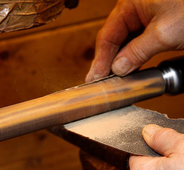 Sanding a flute body