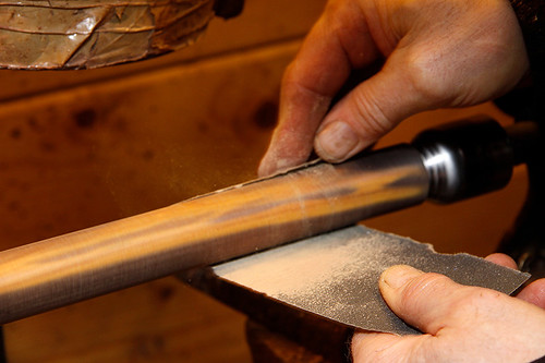 Sanding a flute body