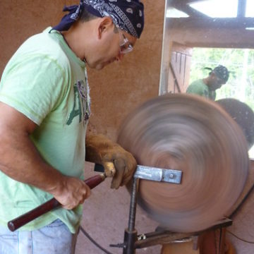 turning a large driftwood bowl