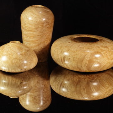 Three Big Leaf Western Maple Burl Bowls