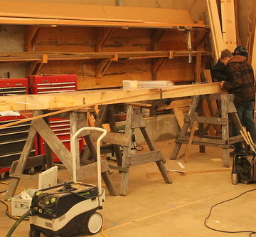 Port Hadlock WA - Boat School - Traditional Large Craft - Jaquemont Sloop - setting up the keel