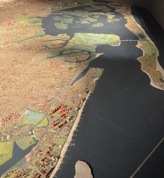 Queens Museum of Art | The Panorama of the City of New York | view west over Long Island, including Staten Island, Laguardia Airport, Rockaway Beach, etc