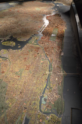 Queens Museum of Art | The Panorama of the City of New York | Manhattan island seen from the North, with the George Washington Bridge, The Bronx, Queens, Brooklyn, and Staten Island in the distance