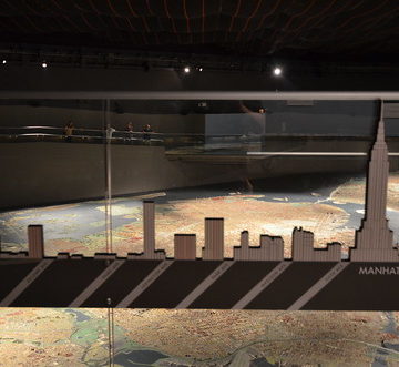 Queens Museum of Art | The Panorama of the City of New York | diagram of the sizes of the buildings (the Empire State Building is about 18 inches tall)