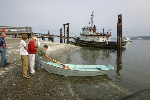 Port Hadlock WA - Boat School - Launching the HEIDI Skiff, a summer workshop boat