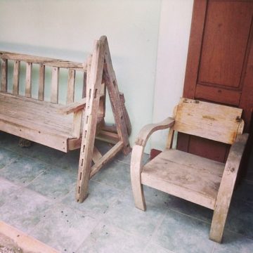 Nice wooden furniture at textile village, would like this chair on my new decking #handmadechiangmai