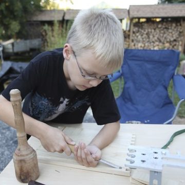 9-8-13 Xander working on drawer