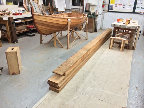 IMG_6377 - Port Hadlock WA - Northwest School of Wooden Boatbuilding - Traditional Small Craft - 9-foot Grandy Dinghy - nearly complete - planks on floor are for Italian Batela