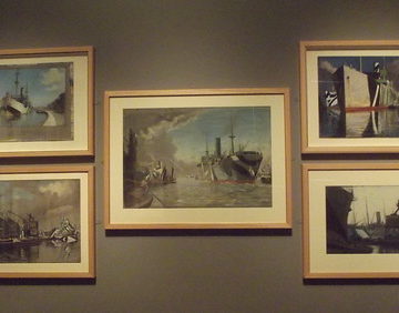 War artists at sea exhibition at The Queens House - John Everett 1876 - 1949 Dazzle camouflage painting