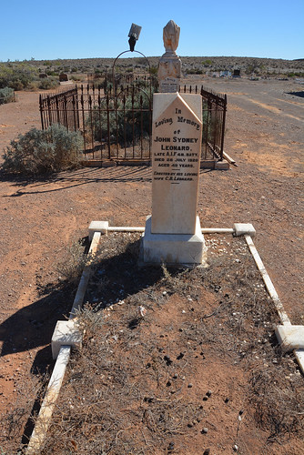 Headstone of John Leonard in the Beltana Cemetery, Flinders Ranges South Australia