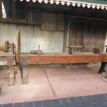 2017 0626 Eagle Foundry - believed to be the the original face plate lathe bed that was made from wood by James Martin