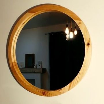 Round Wooden Mirror