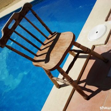 poolside wooden chair