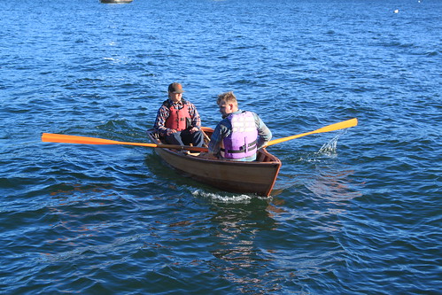 Port Hadlock WA - Boat School - Traditional Small Craft - Launch - Monk Flatiron - Jeremy rowing, xxx riding