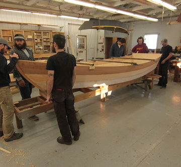 IMG_8221 - Port Hadlock WA - Northwest School of Wooden Boatbuilding - Skiff Construction - Jesse Long section - NDG Beachcomber Skiff - off the molds today