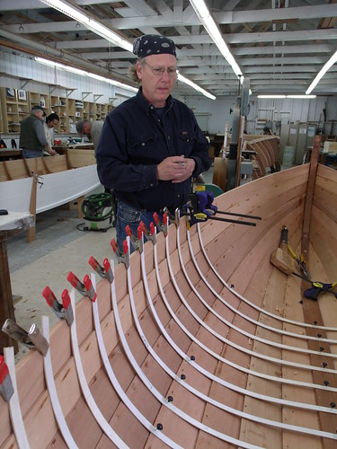 GEDC7685 - Northwest School of Wooden Boatbuilding - Traditional Small Craft - 9-foot Grandy skiff - lining out frame locations - student Russell Bates