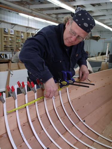 GEDC7691 - Northwest School of Wooden Boatbuilding - Traditional Small Craft - 9-foot Grandy skiff - lining out frame locations - student Russell Bates