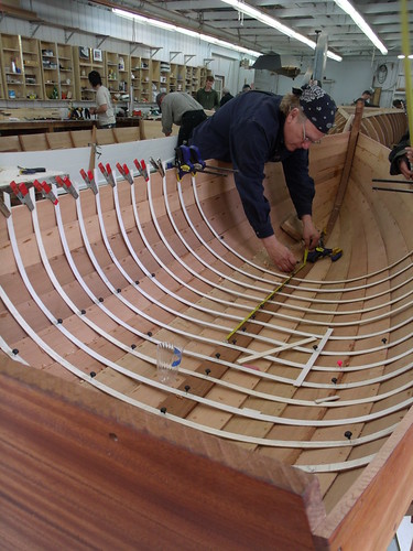 GEDC7690 - Northwest School of Wooden Boatbuilding - Traditional Small Craft - 9-foot Grandy skiff - lining out frame locations - student Russell Bates