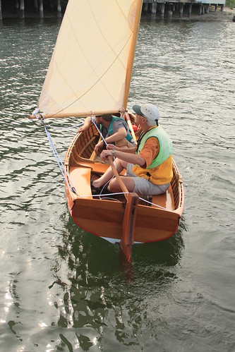 IMG_3121 - Port Hadlock WA - Northwest School of Wooden Boatbuilding - Traditional Small Craft - Grandy-12 launch - student Josh Moman (bow), John Bodger (owner)