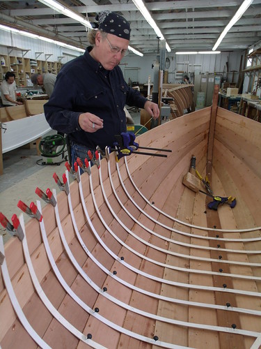 GEDC7686 - Northwest School of Wooden Boatbuilding - Traditional Small Craft - 9-foot Grandy skiff - lining out frame locations - student Russell Bates