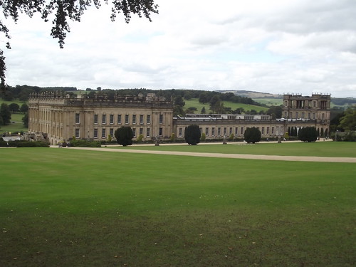 Chatsworth House from the gardens - view from the Cascade