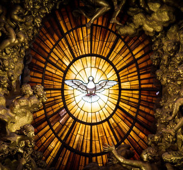 The alabaster window with the Dove & the Altar of the Chair of St Peter. Vatican/Rome 2016