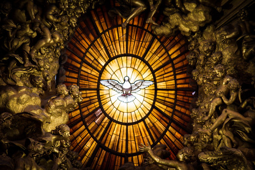 The alabaster window with the Dove & the Altar of the Chair of St Peter. Vatican/Rome 2016