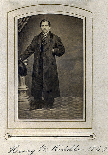 1860 Henry W Riddle - studio shot in long coat when he was 22 years old - details of picture unknown