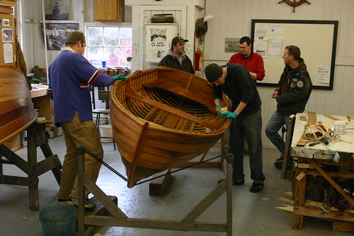 Port Hadlock WA - Boat School - final touchups on the Grandy Skiff